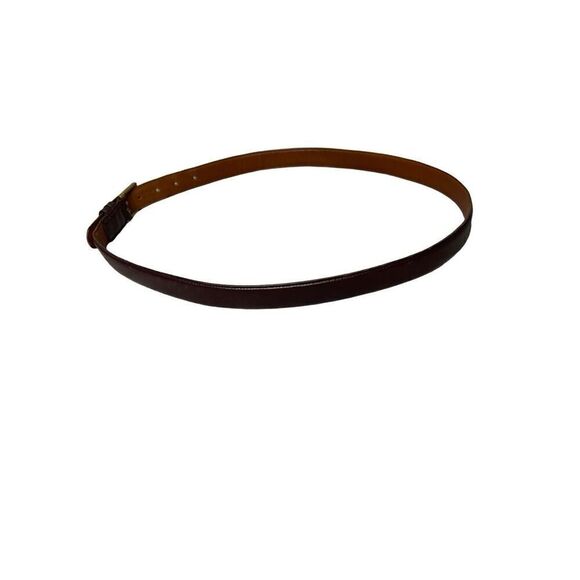 Coach Handcrafted Burnished Cowhide Leather Belt With Brass Buckle Burgandy - Picture 4 of 6